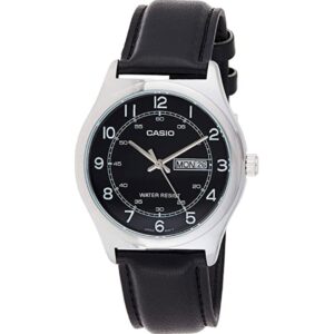 Casio Men's Watch Analog, Black Dial Black Leather Strap, MTP-V006L-1B2UD