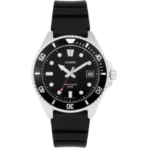 Casio Men's Watch Analog, Black Dial Black Resin Band, MDV-10-1A1VDF