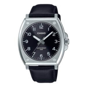 Casio Men's Watch Analog Black Dial With Black Leather Strap, MTP-E730L-1AVDF