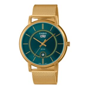 Casio, Men's Watch Analog, Blue Dial Gold Stainless Steel Mesh Band, MTP-B120MG-3AVD