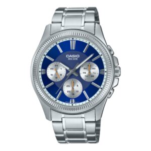 Casio, Men's Watch Analog, Blue Dial Silver Stainless Steel Band, MTP-1375D-2A1VDF