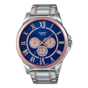 Casio, Men's Watch Analog, Blue Dial Silver Stainless Steel Band, MTP-E318RG-2BVD