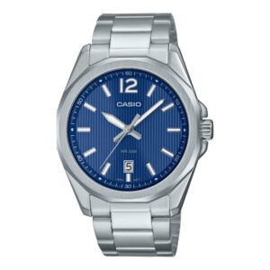 Casio Men's Watch Analog, Blue Dial Silver Stainless Steel Strap, MTP-E725D-2AVDF