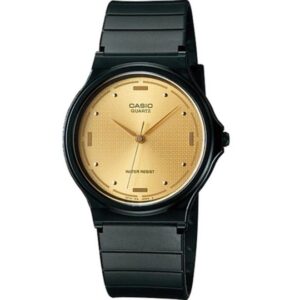 Casio, Men's Watch Analog, Gold Dial Black Resin Band, MQ-76-9ALDF