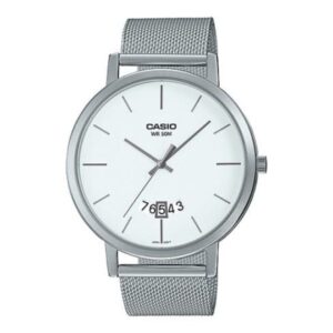 Casio, Men's Watch Analog, White Dial Brown Stainless Steel Mesh Band, MTP-B100M-7EVDF