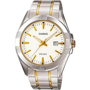 Casio Men's Watch Analog, White Dial Silver Stainless Steel Strap, MTP-1308SG-7AVD