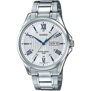 Casio Men's Watch Analog, White Dial Silver Stainless Steel Strap, MTP-1384D-7A2VD