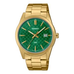 Casio, Men's Watch Analog,Green Dial Gold Stainless Steel Band, MTP-VD03G-3AUDF