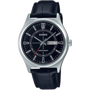 Casio Men's Watch, Black Dial Black Leather Strap, MTP-V006L-1CUDF