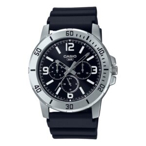 Casio Men's Watch, Black Dial Black Resin Strap, MTP-VD300-1BUDF