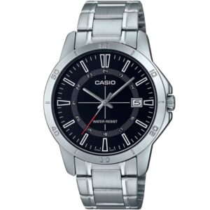 Casio Men's Watch, Black Dial Silver Stainless Steel Strap, MTP-V004D-1CUDF