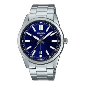 Casio Men's Watch, Blue Dial Silver Stainless Steel Strap, MTP-VD02D-2EUDF