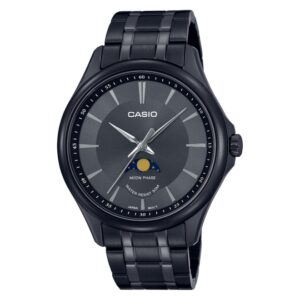 Casio Men's Watch Moon phase, Black Dial Black Stainless Steel Strap, MTP-M100B-1AVDF