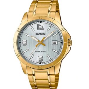 Casio Men's Watch, Silver Dial Gold Stainless Steel Strap, MTP-V004G-7B2UD