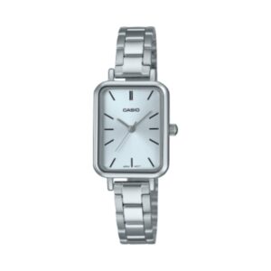 Casio Rectangular Petite Women's Analog Watch, Silver dial Silver Stainless Steel, LTP-V009D-2EUDF