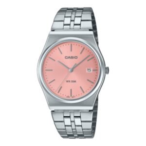 Casio Unisex Watch Analog Pink Dial With Silver Stainless Steel Band, MTP-B145D-4AVDF