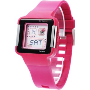 Casio, Women's Watch Analog-Digital, White Dial Pink Resin Band, LCF-20-4DR