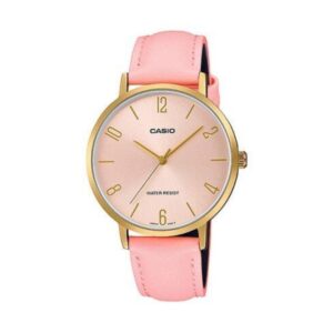 Casio Women's Watch Analog, Pink Dial Pink Leather Strap, LTP-VT01GL-4BUD