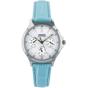 Casio, Women's Watch Analog, Silver Dial Blue Leather Band, LTP-V300L-2AUDF