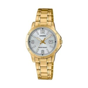 Casio Women's Watch Analog, Silver Dial Gold Stainless Steel Strap, LTP-V004G-7B2UD