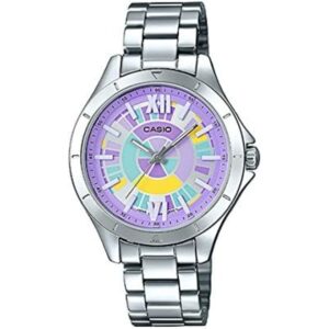 Casio, Women's Watch Fashion Collection Analog, Purple Dial Silver Stainless Band, LTP-E129D-6ADF