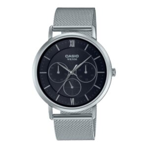 Casio,Men's Watch Analog, Black Dial Silver Stainless Steel Mesh Band, MTP-B300M-1AVDF