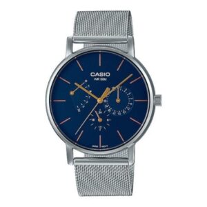 Casio,Men's Watch Analog, Blue Dial Silver Stainless Steel Mesh Band, MTP-E320M-2EVDF