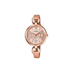 Casio,Women's Watch Analog, Rose Gold Dial Rose Gold Leather Band, LTP-E401PL-9AVD