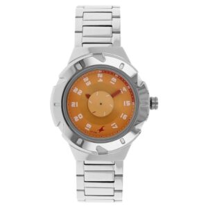 Fastrack, Women's Watch Analog, Orange Dial Silver Stainless Steel Band, 6157SM02