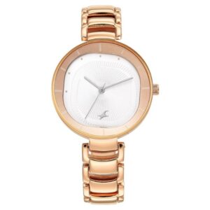 Fastrack Women’s Watch Analog Silver Dial Rose-Gold Metal Strap 6270WM01