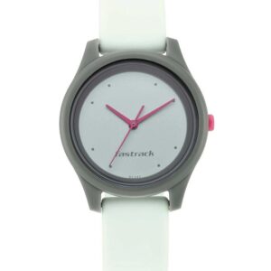 Fastrack Women's Watch Grey Dial White Silicone Strap 68023PP01