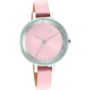 Fastrack Women's Watch Stunners Collection Pink Dial Pink Leather Strap 6266SL01