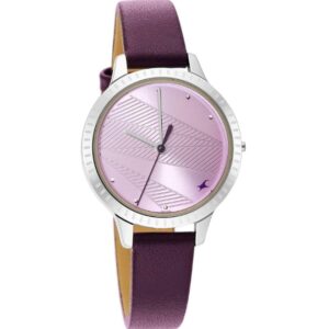 Fastrack Women's Watch Stunners Collection Purple Dial Purple Leather Strap 6267SL01