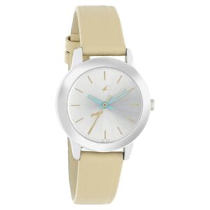 Fastrack Women's Watch Tropical Waters Collection White Dial Brown Leather Strap 68008SL08