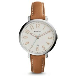 Fossil Women's Watch Analog Jacqueline White Dial Brown Leather Band FW-ES3842