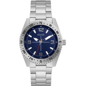 Guess Men's Watch Analog Blue Dial Silver Stainless Band GU-GW0327G1