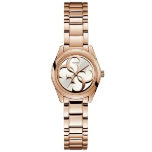 Guess Women's Watch Analog Micro G Twist White Dial Rose Gold Stainless Band GW-W1147L3