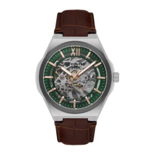 Lee Cooper Men's Automatic Watch Analog Green Dial with Brown Leather Strap LC08050.354