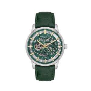 Lee Cooper Men's Automatic Watch Analog Green Dial with Green Leather Strap LC08035.377