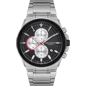 Lee Cooper Men's Chronograph Watch Black Dial Silver Stainless Steel Strap LC07172.350