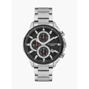 Lee Cooper Men's Multi Function Analog Black Dial Silver Stainless Steel Strap Watch LC7254.650