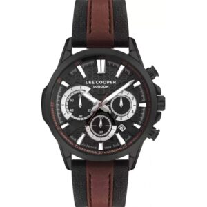 Lee Cooper Men's Multi Function Black Dial Two Tone Leather Strap Watch LC07493.651