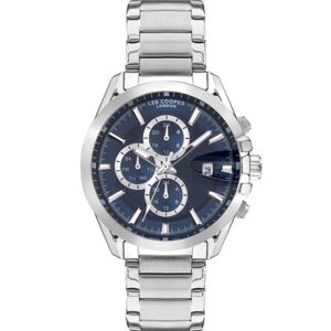 Lee Cooper Men's Multi Function Dark Blue Dial Silver Metal Strap Watch LC07455.390