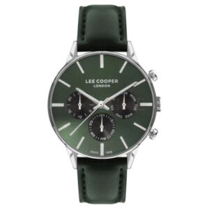 Lee Cooper Men's Multi Function Green Dial Green Leather Strap Watch LC07465.377