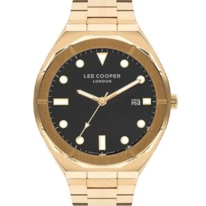 Lee Cooper Men's Multi Function Watch Black Dial Gold Metal Strap LC07577.270