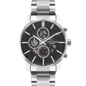 Lee Cooper Men's Multi Function Watch Black Dial Silver Metal Strap LC07562.350