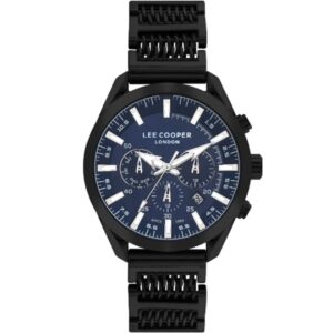 Lee Cooper Men's Multi Function Watch Dark Blue Dial Black Metal Strap LC07556.690