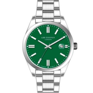 Lee Cooper Men's Multi Function Watch Green Dial Silver Metal Strap LC07565.370