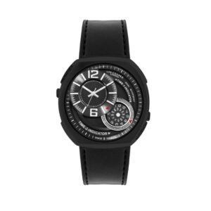 Lee Cooper Men's Multifunction Watch Analog Black Dial Black Leather Strap LC07805.651