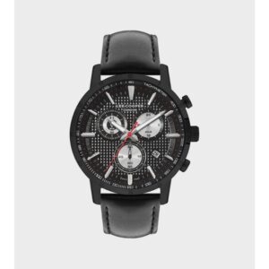 Lee Cooper Men's Multifunction Watch Analog Black Dial Black Leather Strap LC07877.651